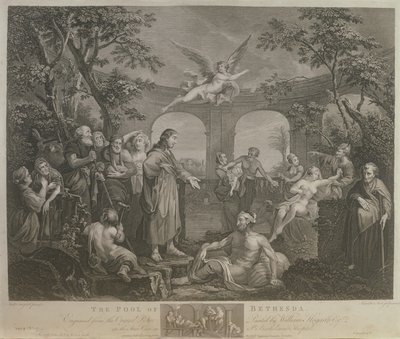 The Pool of Bethesda, J.M. Delatre ve Simon Francis Ravenet tarafından oyulmuş, John Boydell (1719-1804) 1772 tarafından yayınlanmıştır. by William Hogarth