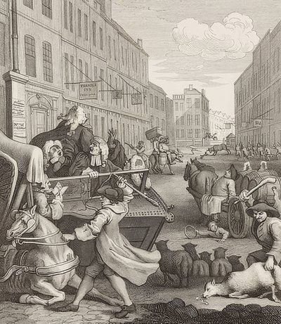 Zalimliğin İkinci Aşaması. Gönderen: Zalimliğin Dört Aşaması / Zulümün dört aşaması. 1751 by William Hogarth