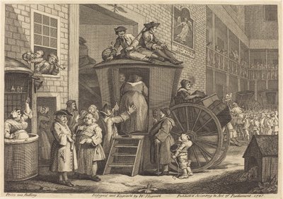 Sahne koçu veya Country Inn Yard by William Hogarth