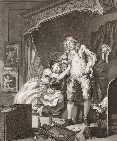 İki parçalı bölüm: Önce ve Sonra. Sayfa 2: Sonra / Sonra. 1736 by William Hogarth