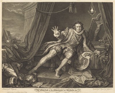 Richard III'ün Rolünde Garrick by William Hogarth and Charles Grignion