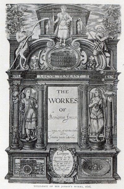 'Benjamin Jonson'ın Eserleri'nin başlık sayfası, 1616 by William Hole