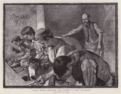 Eğe kesiciler iş başında, Wickersley, Güney Yorkshire (lito) by William Holt Yates (after) Titcomb