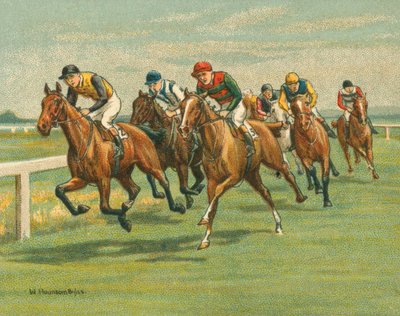 Yarışlar Tarihi ve Modern, Düz Yarış, At, Modern (chromolitho) by William Hounsom Byles