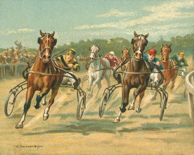 Yarışlar Tarihi ve Modern, Trotting ve Pacing Yarışları (chromolitho) by William Hounsom Byles