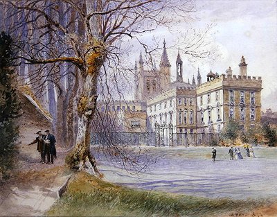 Kolej bahçelerinden New College (kalem üzerine sulu boya) by William Hull