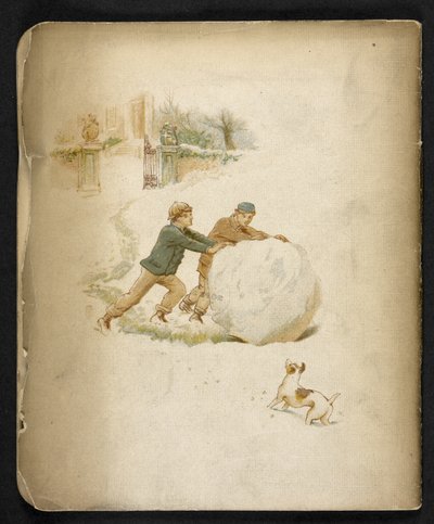 Çocuklar ve bir kartopu.  Tatil Treni: “Dulce Domum”un bir şarkısı ... Resimleyen W. J. Webb.  Frederick Langbridge  Londra, 1891 by William J. Webbe or Webb