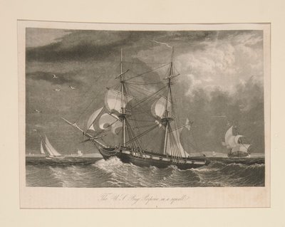 ABD Brig Porpoise bir fırtınada by William James Bennett