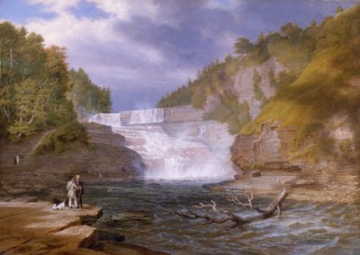 Trenton High Falls, 1835 (ahşap panel üzerine yağlı boya) by William James Bennett