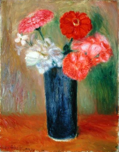 Mavi Vazoda Çiçekler (tuval üzerine yağlı boya) by William James Glackens