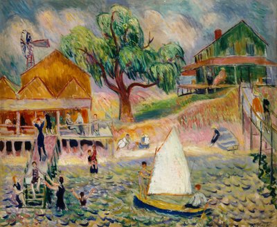 Green Beach Cottage, Bellport, Long Island, c.1911-1916 (tuval üzerine yağlı boya) by William James Glackens