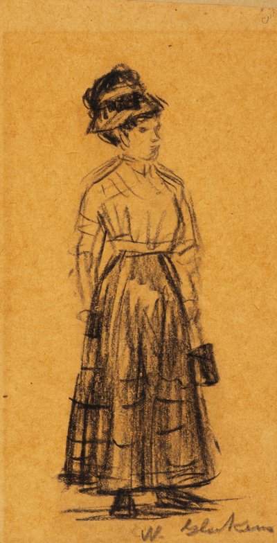 Siyah Şapkalı ve Siyah Etekli Kadın by William James Glackens