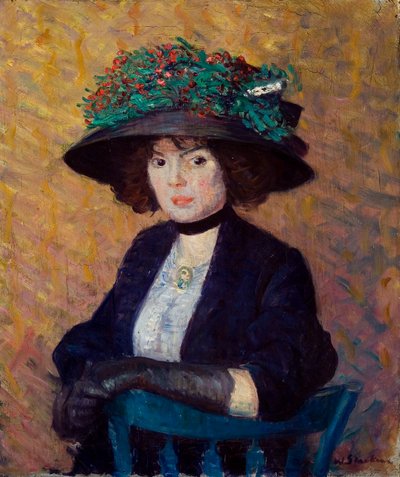 Yeşil Şapkalı Kadın by William James Glackens