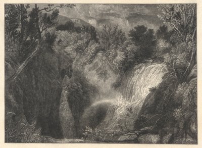 İki Şelaleli Manzara by William James Linton