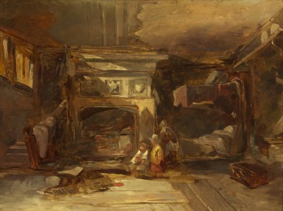 A Welsh Interior, c.1844 (panelde yağlı boya) by William James Muller