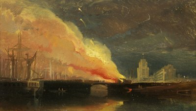 Bristol İsyanları: St Mary Redcliffe ile Prince Street Köprüsü'ndeki Ücretli Evlerin Yakılması by William James Muller