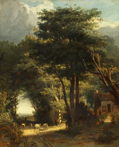 Uzakta Frenchay Kilisesi ile Manzara (tuval üzerine yağlı boya) by William James Muller