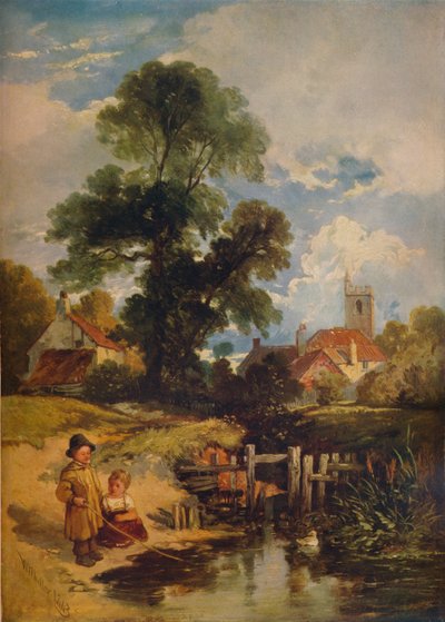 Çocuklarla Nehir Manzarası The Young Anglers, 1843 by William James Muller