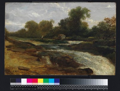 Bir fenerle nehir manzarası, 1842 by William James Muller