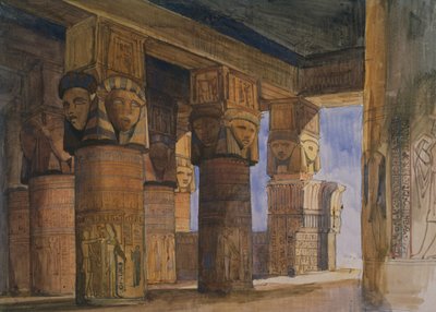 Denderah Tapınağı, Yukarı Mısır (kağıt üzerine sulu boya) by William James Muller