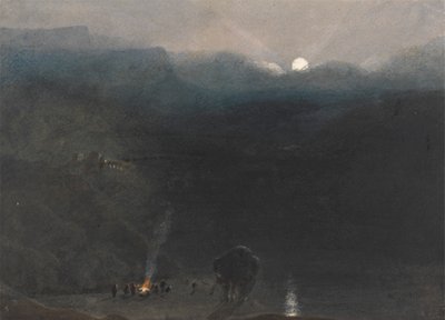 Mauritius - Black River Gorge'da Kömür Brülörleri Ateşi ile Ayışığı by William John Chamberlayne