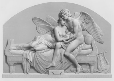 Cupid ve Psyche, J Gibson, RA'nın Kraliçe Koleksiyonu'ndaki heykelinden (gravür) by William John Roffe
