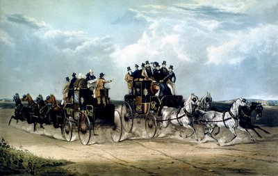 Charles Hunt tarafından kazınmış Hockward Common üzerinden geçen Brighton Günü Postaları by William Joseph (after) Shayer