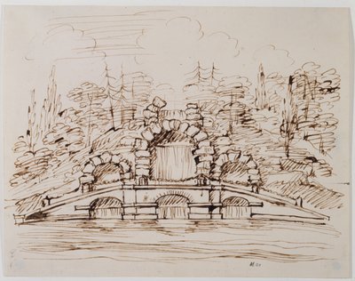 Chiswick, kaskad için inşa edilmiş tasarım (kağıt üzerinde kurşun kalem üzerine kalem ve mürekkep) by William Kent