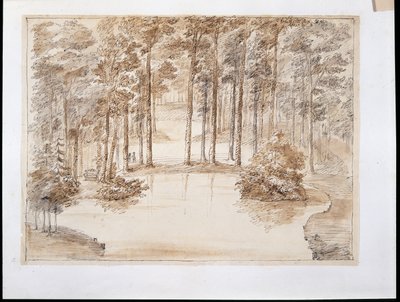 Chiswick, bir su ormanı bahçesi yapmak için tasarım (kalem ve mürekkep ve kurşun kalem üzerinde yıkama) by William Kent