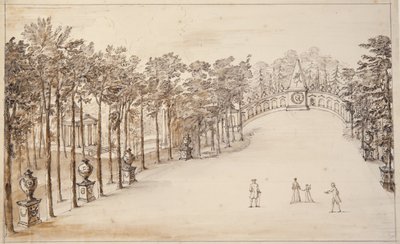 Chiswick, Exedra için ilk tasarım (kalem ve mürekkep ve kağıt üzerinde yıkama) by William Kent