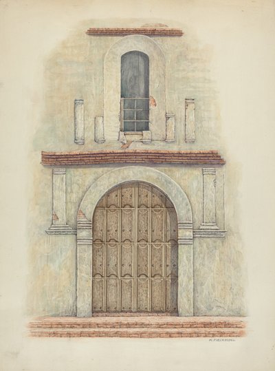 Kemerli Kapı Misyonu San Diego, c. 1942. by William Kieckhofel