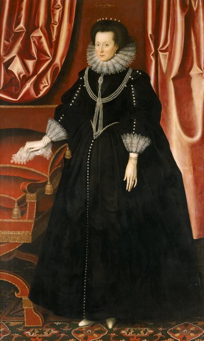 Elizabeth Drury, Exeter Kontesi, 1615 dolayları (tuval üzerine yağlıboya) by William Larkin