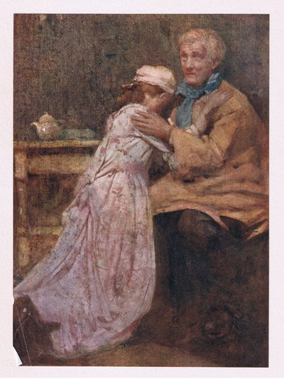 Ve babasının kolları için bir sevgili bıraktı (renkli litho) by William Lee Hankey