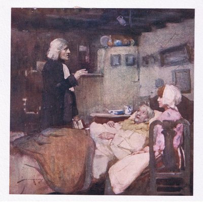 Ama görevi gereği, her çağrıda hemen, izledi ve ağladı, dua etti ve herkes için hissetti (renkli lito) by William Lee Hankey