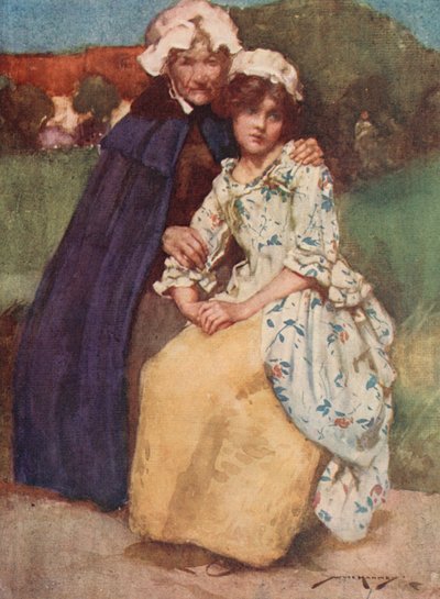 The Deserted Village için İllüstrasyon, Oliver Goldsmith (renkli lito) by William Lee Hankey
