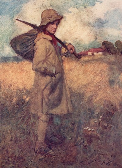 The Deserted Village için İllüstrasyon, Oliver Goldsmith (renkli lito) by William Lee Hankey