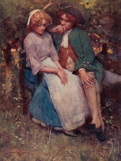 The Deserted Village için İllüstrasyon, Oliver Goldsmith (renkli lito) by William Lee Hankey