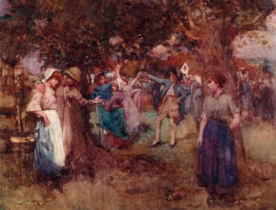 The Deserted Village için İllüstrasyon, Oliver Goldsmith (renkli lito) by William Lee Hankey