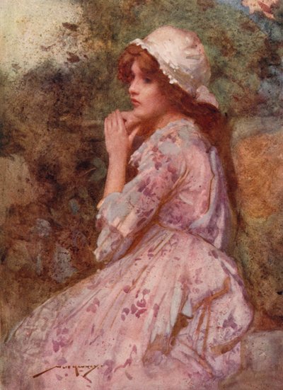 The Deserted Village için İllüstrasyon, Oliver Goldsmith (renkli lito) by William Lee Hankey