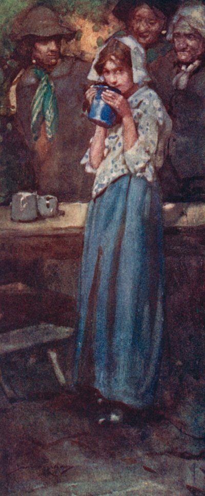 The Deserted Village için İllüstrasyon, Oliver Goldsmith (renkli lito) by William Lee Hankey