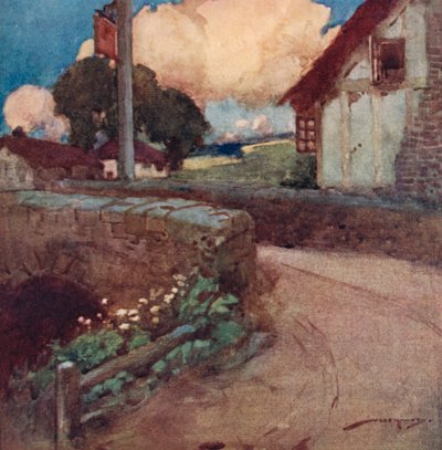 The Deserted Village için İllüstrasyon, Oliver Goldsmith (renkli lito) by William Lee Hankey