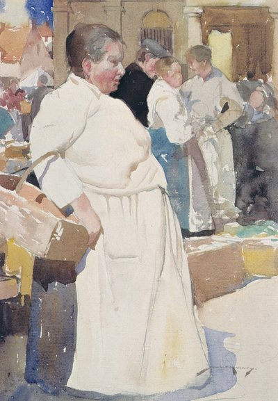 Madame la Menagere, Etaples (kağıt üzerine suluboya) by William Lee Hankey
