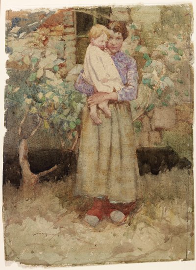 Annenin Evcil Hayvanı (kağıt üzerine karakalem ve sulu boya) by William Lee Hankey