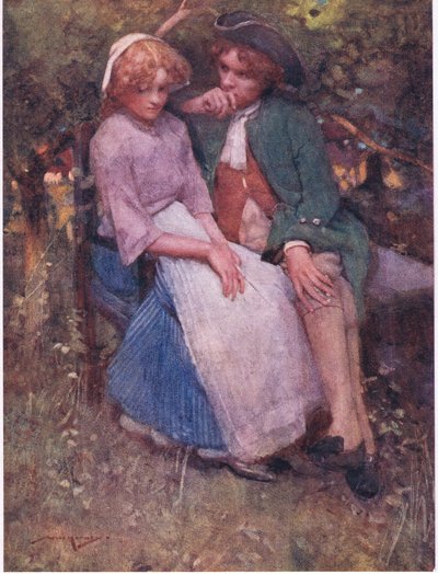 Konuşan yaşlar ve fısıldayan aşıklar için yapılmış, gölgenin altında oturma yerleri olan alıç çalısı! (renkli taş) by William Lee Hankey
