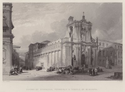 Syracuse Duomo, eskiden Minerva Tapınağı (gravür) by William Leighton Leitch
