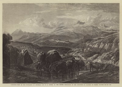 Sabah, Braemar Yaylalarında Manzara, Sulu Boya Ressamlar Enstitüsü Kış Sergisinde by William Leighton Leitch