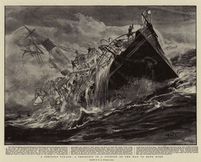 Tehlikeli Bir Yolculuk, Hong Kong Yolunda Tayfunda Bir Birlik Gemisi by William Lionel Wyllie