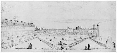 Lincolns Inn Fields, c.1660 (kalem ve mürekkeple çizim) by William Lodge