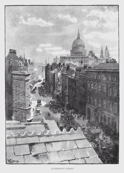 Aldersgate Caddesi (lito) by William Luker