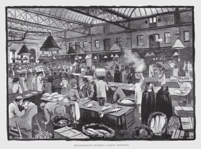 Billingsgate Market, Sabah Erken (lito) by William Luker